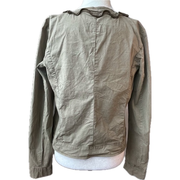 Michael Kors 90s Y2K Utility Jacket Sz 4 Xs; Zipper Trim Ruffles, Khaki Green - Picture 4 of 11